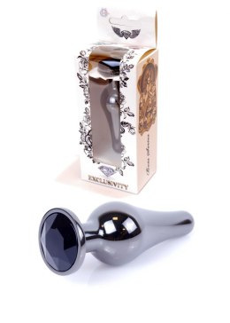 PLUG-JEWELLERY DARK SILVER BUTT PLUG- BLACK
