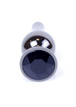 PLUG-JEWELLERY DARK SILVER BUTT PLUG- BLACK