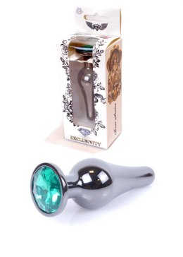 PLUG-JEWELLERY DARK SILVER BUTT PLUG- GREEN