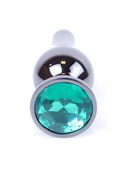 PLUG-JEWELLERY DARK SILVER BUTT PLUG- GREEN