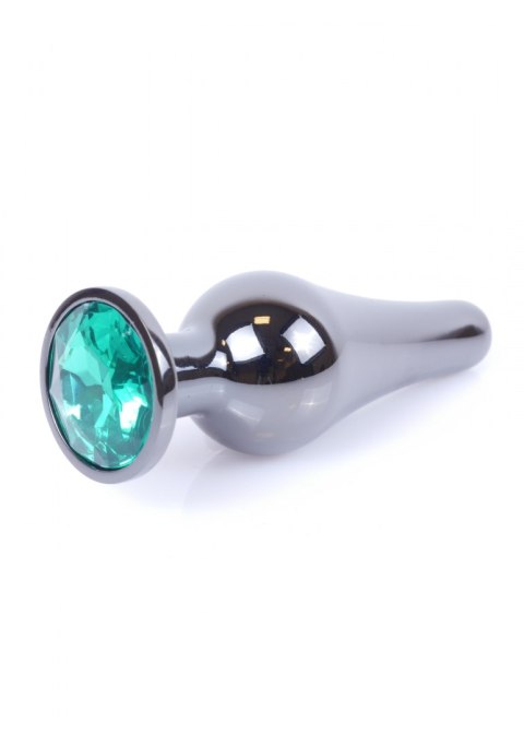 PLUG-JEWELLERY DARK SILVER BUTT PLUG- GREEN PLUG-JEWELLERY DARK SILVER BUTT PLUG- GREEN
