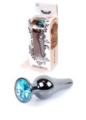 PLUG-JEWELLERY DARK SILVER BUTT PLUG- LIGHT BLUE