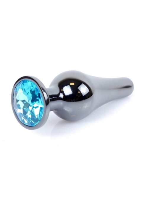 PLUG-JEWELLERY DARK SILVER BUTT PLUG- LIGHT BLUE PLUG-JEWELLERY DARK SILVER BUTT PLUG- LIGHT BLUE