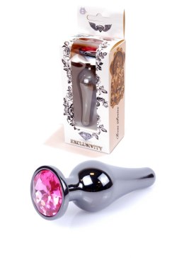 PLUG-JEWELLERY DARK SILVER BUTT PLUG- PINK