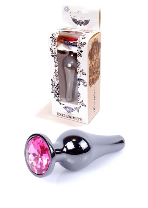 PLUG-JEWELLERY DARK SILVER BUTT PLUG- PINK PLUG-JEWELLERY DARK SILVER BUTT PLUG- PINK