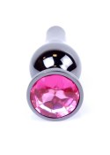 PLUG-JEWELLERY DARK SILVER BUTT PLUG- PINK