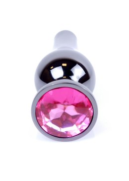 PLUG-JEWELLERY DARK SILVER BUTT PLUG- PINK