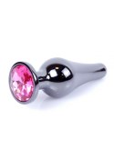 PLUG-JEWELLERY DARK SILVER BUTT PLUG- PINK