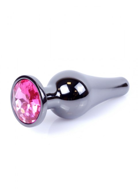 PLUG-JEWELLERY DARK SILVER BUTT PLUG- PINK PLUG-JEWELLERY DARK SILVER BUTT PLUG- PINK