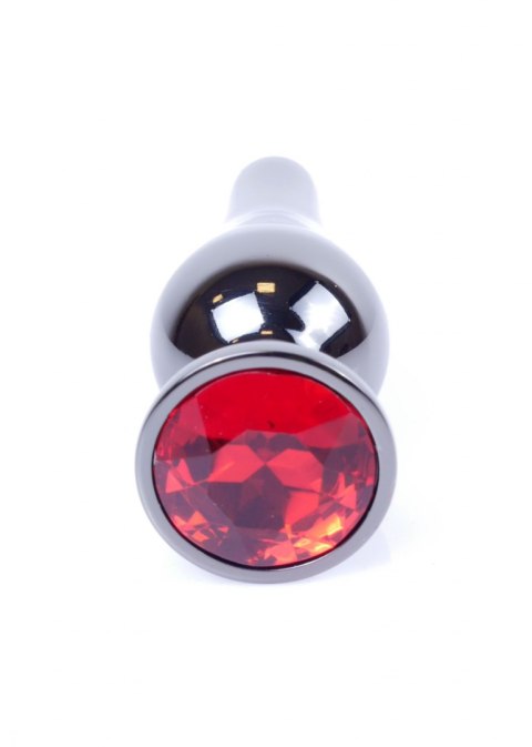 PLUG-JEWELLERY DARK SILVER BUTT PLUG- RED PLUG-JEWELLERY DARK SILVER BUTT PLUG- RED