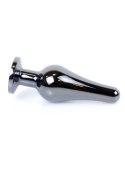 PLUG-JEWELLERY DARK SILVER BUTT PLUG- RED