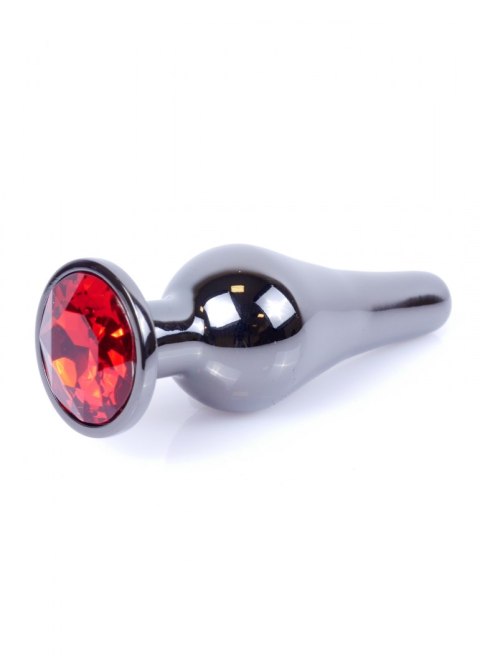 PLUG-JEWELLERY DARK SILVER BUTT PLUG- RED PLUG-JEWELLERY DARK SILVER BUTT PLUG- RED