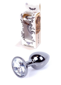 PLUG-JEWELLERY DARK SILVER PLUG- CLEAR