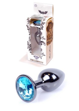 PLUG-JEWELLERY DARK SILVER PLUG- LIGHT BLUE