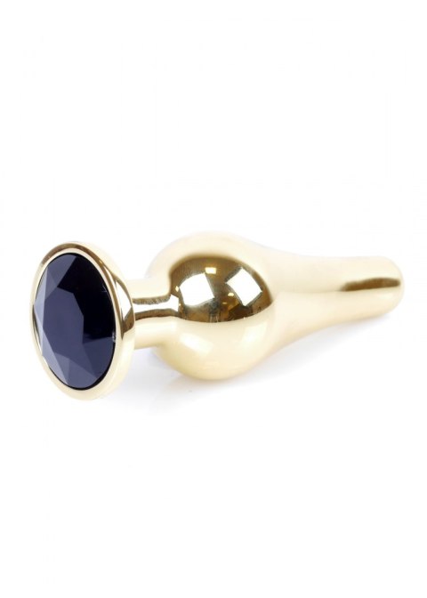 PLUG-JEWELLERY GOLD BUTT PLUG- BLACK PLUG-JEWELLERY GOLD BUTT PLUG- BLACK