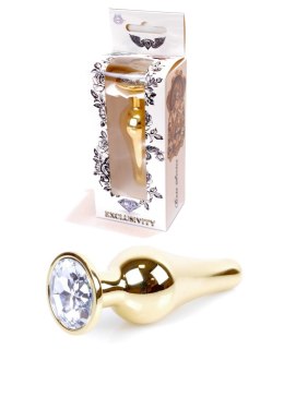 PLUG-JEWELLERY GOLD BUTT PLUG- CLEAR