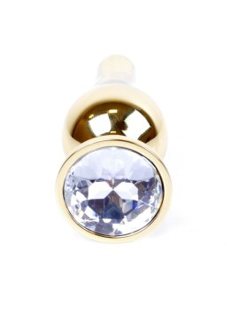 PLUG-JEWELLERY GOLD BUTT PLUG- CLEAR