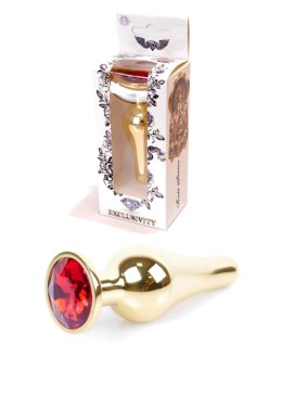 PLUG-JEWELLERY GOLD BUTT PLUG- RED