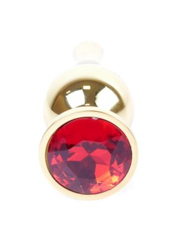 PLUG-JEWELLERY GOLD BUTT PLUG- RED