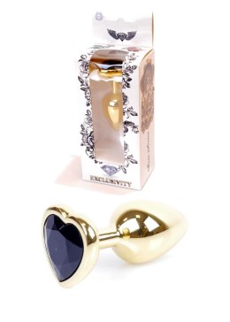 PLUG-JEWELLERY GOLD HEART PLUG- BLACK
