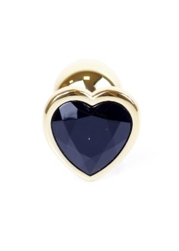 PLUG-JEWELLERY GOLD HEART PLUG- BLACK