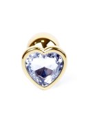 PLUG-JEWELLERY GOLD HEART PLUG- CLEAR
