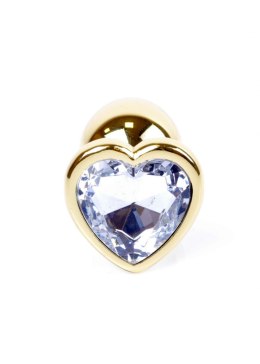 PLUG-JEWELLERY GOLD HEART PLUG- CLEAR
