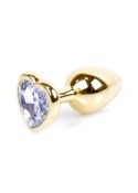 PLUG-JEWELLERY GOLD HEART PLUG- CLEAR
