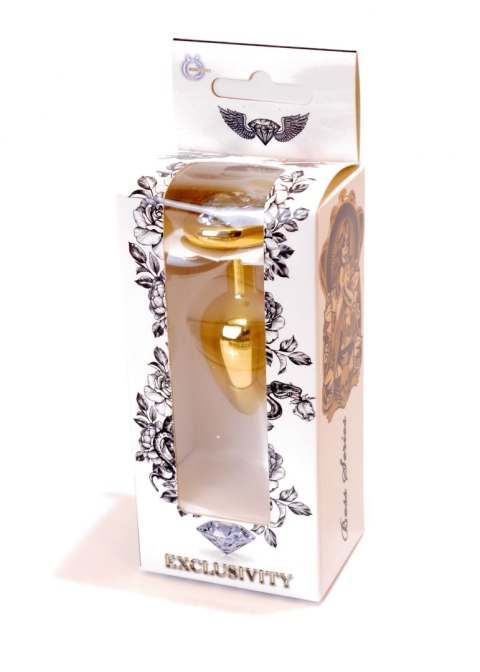 PLUG-JEWELLERY GOLD HEART PLUG- CLEAR PLUG-JEWELLERY GOLD HEART PLUG- CLEAR