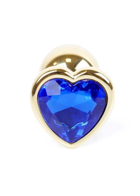 PLUG-JEWELLERY GOLD HEART PLUG- DARK BLUE PLUG-JEWELLERY GOLD HEART PLUG- DARK BLUE