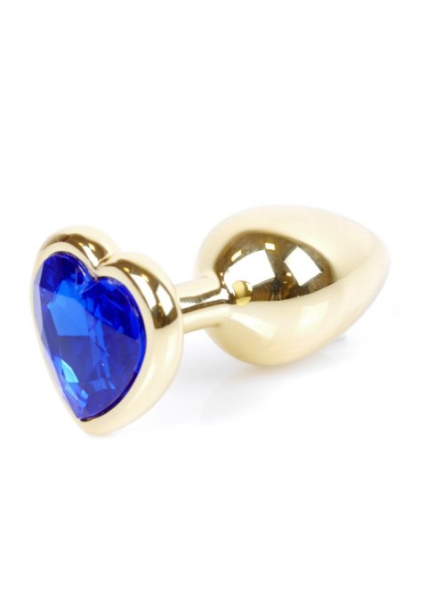 PLUG-JEWELLERY GOLD HEART PLUG- DARK BLUE PLUG-JEWELLERY GOLD HEART PLUG- DARK BLUE