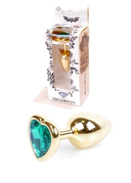 PLUG-JEWELLERY GOLD HEART PLUG- GREEN