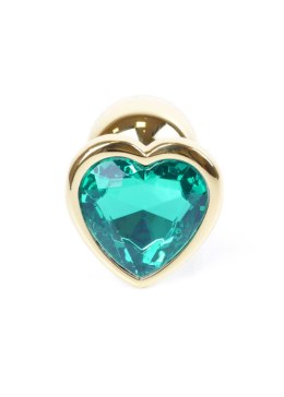 PLUG-JEWELLERY GOLD HEART PLUG- GREEN