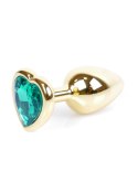 PLUG-JEWELLERY GOLD HEART PLUG- GREEN