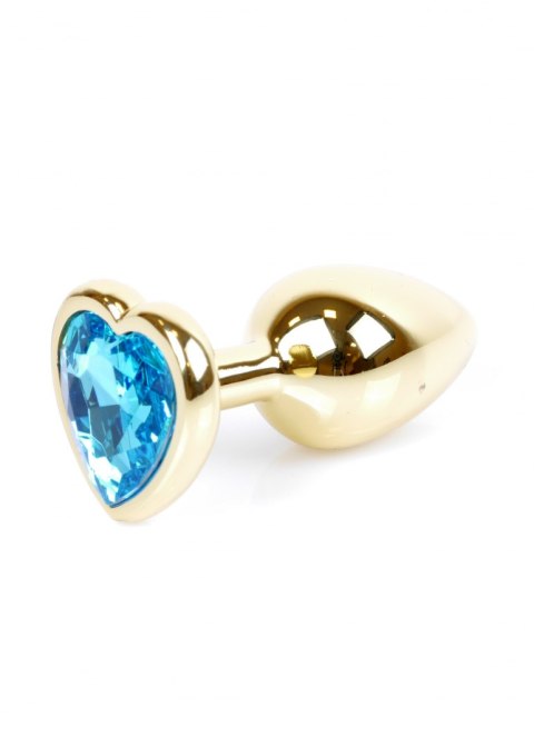 PLUG-JEWELLERY GOLD HEART PLUG- LIGHT BLUE PLUG-JEWELLERY GOLD HEART PLUG- LIGHT BLUE