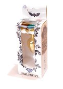 PLUG-JEWELLERY GOLD HEART PLUG- LIGHT BLUE