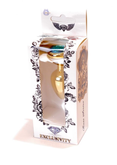 PLUG-JEWELLERY GOLD HEART PLUG- LIGHT BLUE PLUG-JEWELLERY GOLD HEART PLUG- LIGHT BLUE