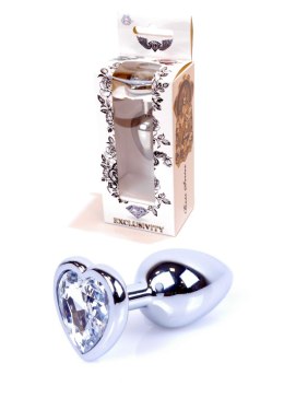 PLUG-JEWELLERY SILVER HEART PLUG- CLEAR