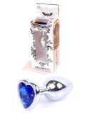 PLUG-JEWELLERY SILVER HEART PLUG- DARK BLUE