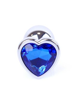 PLUG-JEWELLERY SILVER HEART PLUG- DARK BLUE