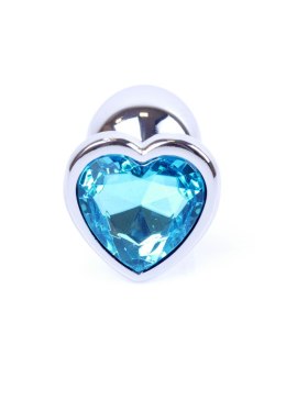 PLUG-JEWELLERY SILVER HEART PLUG- LIGHT BLUE
