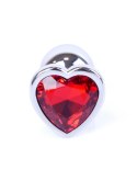 PLUG-JEWELLERY SILVER HEART PLUG- RED