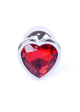 PLUG-JEWELLERY SILVER HEART PLUG- RED