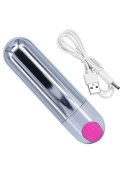 WIBRATOR-STRONG BULLET VIBRATOR SILVER/PINK USB 10 FUNCTION