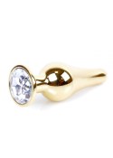 PLUG-JEWELLERY GOLD BUTT PLUG- CLEAR