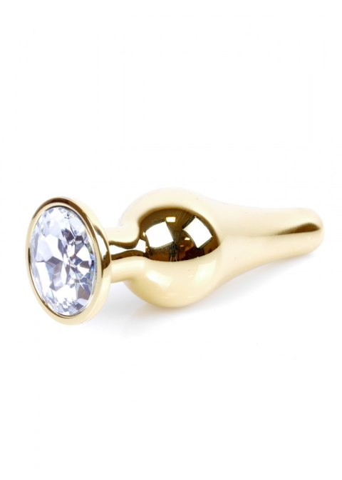 PLUG-JEWELLERY GOLD BUTT PLUG- CLEAR PLUG-JEWELLERY GOLD BUTT PLUG- CLEAR