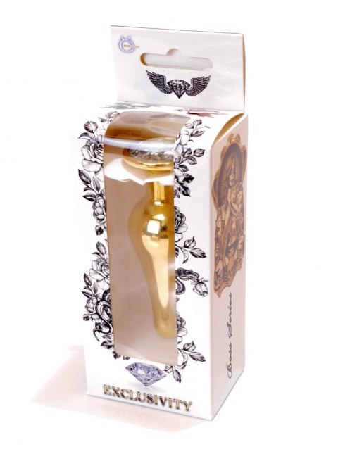PLUG-JEWELLERY GOLD BUTT PLUG- CLEAR PLUG-JEWELLERY GOLD BUTT PLUG- CLEAR