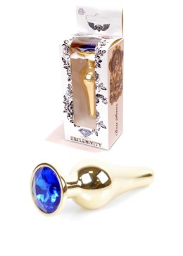 PLUG-JEWELLERY GOLD BUTT PLUG- DARK BLUE