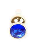 PLUG-JEWELLERY GOLD BUTT PLUG- DARK BLUE