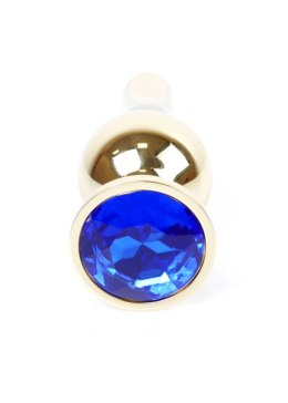 PLUG-JEWELLERY GOLD BUTT PLUG- DARK BLUE
